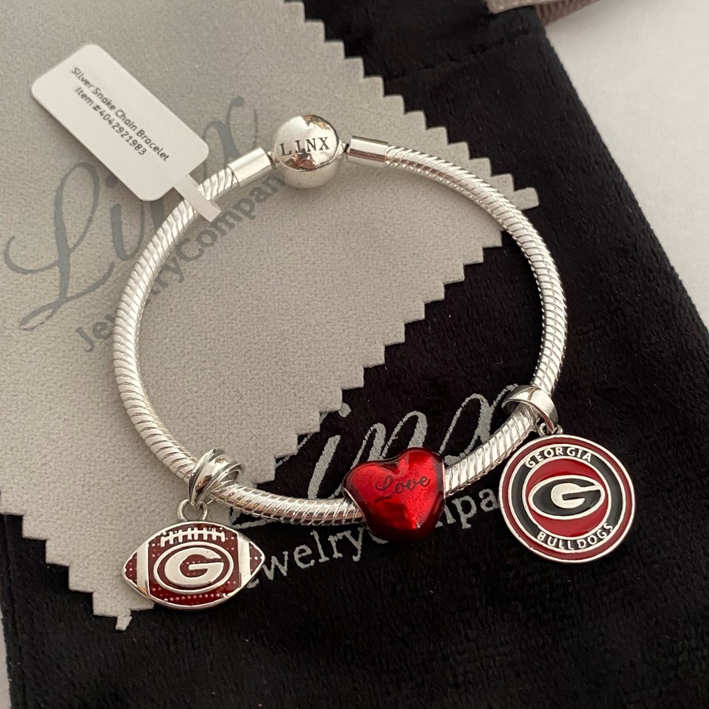 Linx Snake Chain Bracelet with Georgia Bulldogs Themed Charms